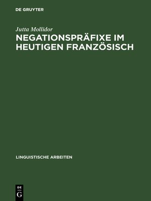 cover image of Negationspräfixe im heutigen Französisch